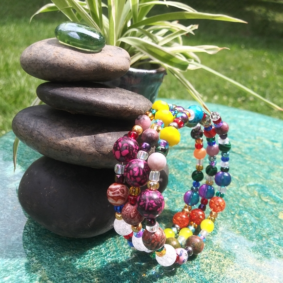 AGATE HOWLITE Crystals Gemstone Bracelet Handmade Beaded Festival Gift Beads - Picture 3 of 17